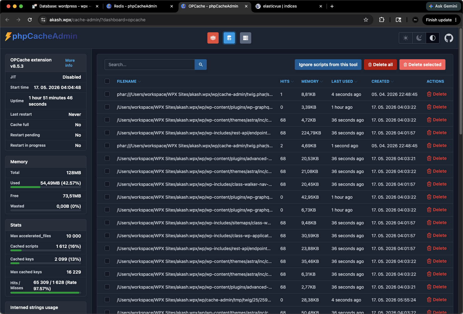 PHP OPcache admin UI bundled with wpx